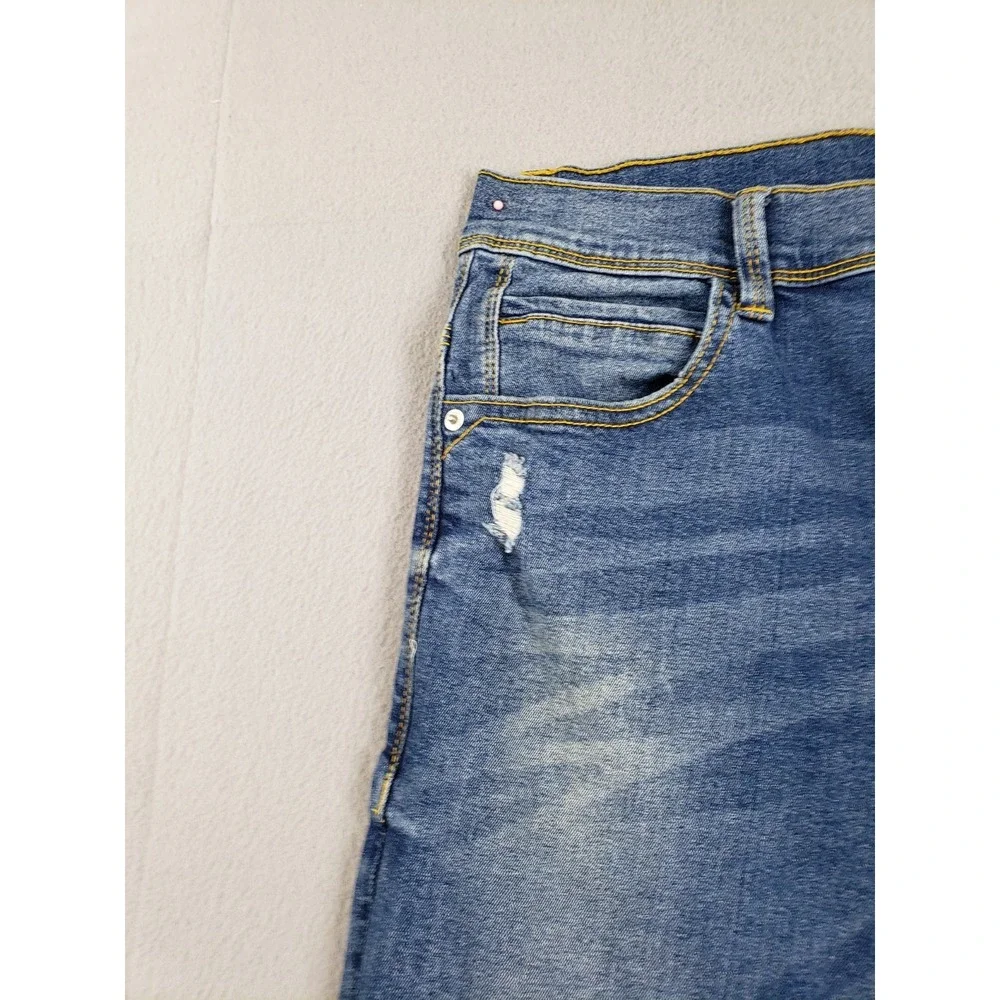 ZARA Men Jean 31 Blue Denim Skinny Mid Rise Distressed Medium Wash 5 Pocket
